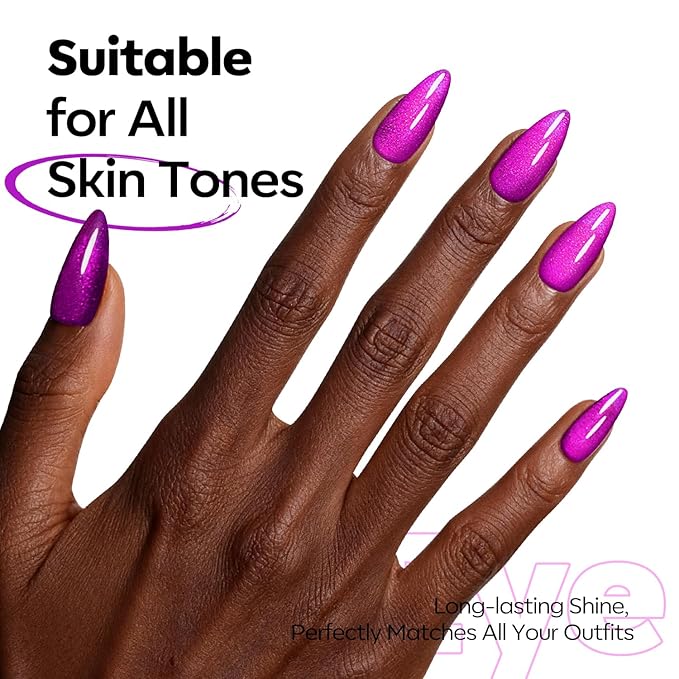modelones Cat Eye Gel Nail Polish, Purple Magnetic Nail Polish with Magnet Yellow Glitter Soak Off U V Winter Gel Polish Shimmer Nail Art Top Coat Manicure Salon DIY