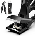 FERYES Curved Head Toe Nail Clippers for Thick Nails for Seniors - Ergonomic Senior-Friendly Finger Nail Clippers with Catcher, Sharp Toenail Clipper for Thick Toenails with Safety Locker (Black)