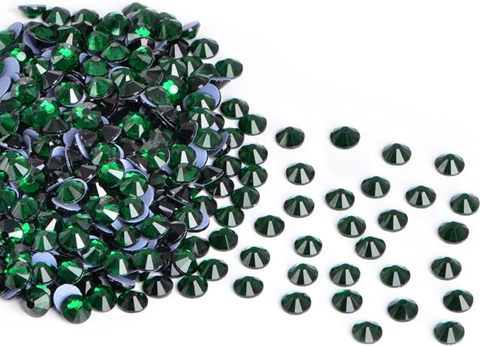 2880 Pieces SS3 Emerald Hotfix Rhinestones Flatback Round Crystal Glass Rhinestones Gems for Crafts Nail Face Art Clothes Shoes Bags DIY
