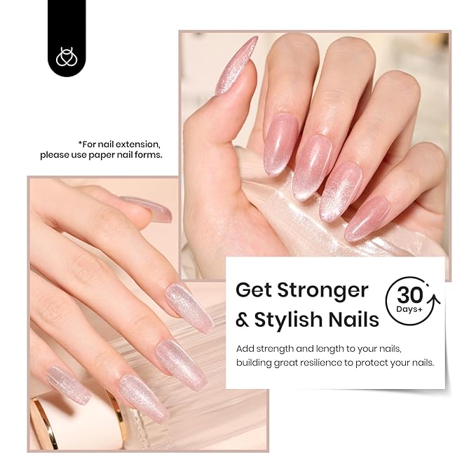 Beetles Builder Gel Kit-Star Cascade 4 Colors 7 in 1 Nail Thickening Strengthening Building Apex with Liner Nail Brush for Beginner DIY Salon at Home,Cat Eye Builder Nail Gel,UV & LED Lamp Needed