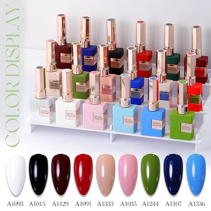 Double Rhythm 15ML Gel Nail Polish Pure Sheer Same Color Same Bottle Soak Off Gel Polish Art Manicure Salon DIY at Home for Women (Green-A1409)