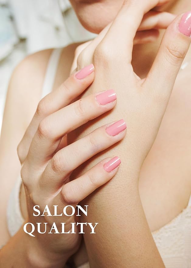 Semi Cured Gel Nail Strips - UV Light Gel Nail Stickers - 20 Long Lasting Salon Quality Wraps (Sweet Pink Enigmatic)