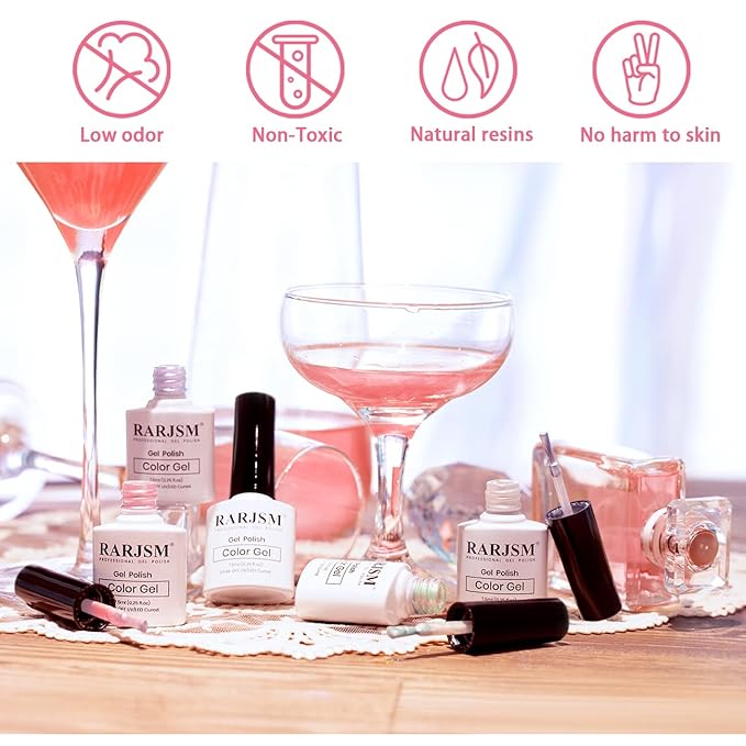RARJSM Pearl Gel Nail Polish Set 6 Colors Pearlescent Shell Glitter White Gold Pink Green Purple Shimmer Mermaid Nail Gel Polish Soak Off Curing Requires Swirl Thread Effect DIY Manicure Use