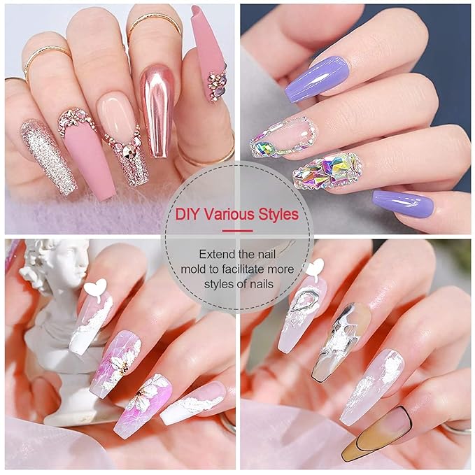 EBANKU 100 T Shape Gel Nail Mold Kit with Dual Acrylic Nail Extension Tools & Accessories