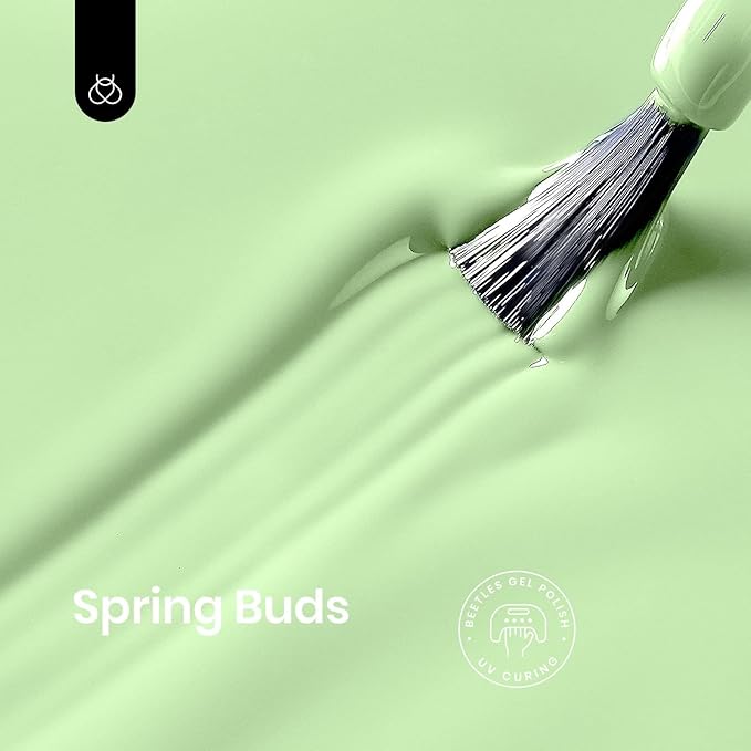 Beetles Mint Green Gel Polish - Spring Buds 15ML/0.51Fl Oz, Lime Light Green Gel Nail Polish, Soak Off UV LED Lamp Pastel Nails Art, Long-Lasting Manicure Salon Easter Spring St Patricks Day Nails