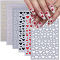 6 Sheets Valentines Nail Stickers 3D Heart Nail Art Stickers Decals Black White Red Gold Silver Heart Nails Design Nail Decals Valentines Nail Supplies for Women Acrylic Nails Decoration DIY