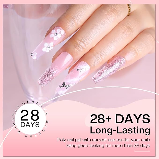 Morovan Poly Gel Nail Colors: 6 Colors Poly Nail Gel Pink Nude Poly Nail Extension Gel 15g Poly Gel Colors DIY Art Home Salon