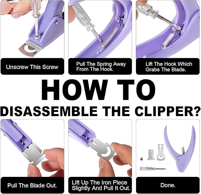 Light Purple Adjustable Nail Clippers with Magnet Sizers for Acrylic Nails, Professional Stainless Steel Fake False Nail Tip Clipper Cutter Trimmer, Manicure Tool for Salon Home Nail Art