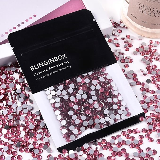 Blinginbox Glass Flatback Rhinestones Crystal Round Gems,Rose,SS10/1440pcs,2.7-2.9mm