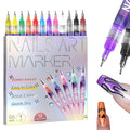 Fine Tips 3D Nail Art Pens, 12 Colors 0.5 MM Nail Marker Pens Nail Point Graffiti Dotting Drawing Painting Liner Pen for Home Salon Quickly Dry Nail Art Valentine Gift
