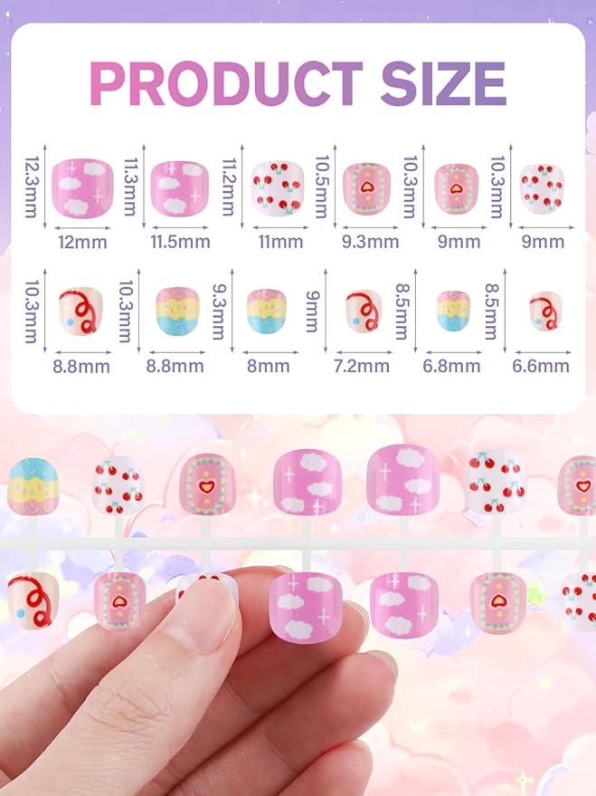 168Pcs Press on Nails for Kids, EBANKU Children Fake Nails Stick on Nails Full Cover Short Acrylic Nail Tips With Nail Tools Set for Christmas Party