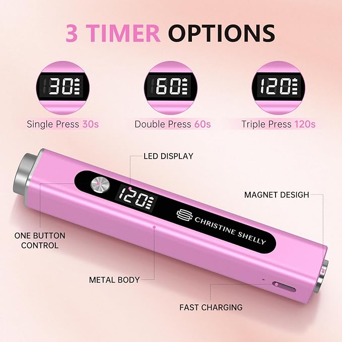 Handheld UV Light for Gel Nails, 3 in 1 Cordless UV Nail Lamp, Cat Eye Magnet & Nail Stamp Nail Light, Rechargeable Nail Dryer, Flash Cure Lamp with LED Display, Women Purple