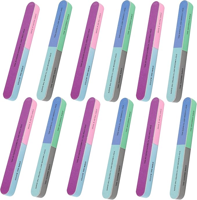 7 Way Nail Buffer 12Pcs, Nail File Buffer Block for Natural Nails All-in-One Shaping & Buffing Shine Smoother Upgraded Buffing Block