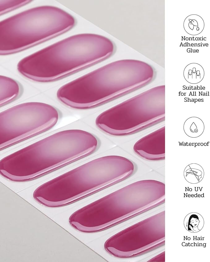 Nail Polish Strips (No UV Lamp Needed) - 22 Pcs Salon Quality Gel Nail Stickers - Long Lasting Wraps (Urban Pink Rose)