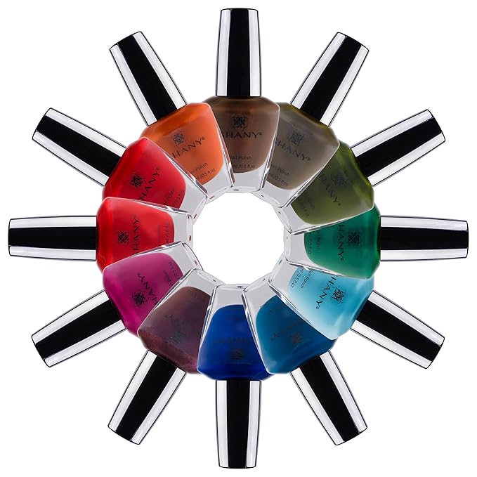 SHANY DIY Nail Polish Set - Quick Dry Nail Lacquer Kit, Vibrant & Colorful DIY Collection, Semi Glossy, Shimmery & Matte Finishes - Full Size - 12 Colors - Retro
