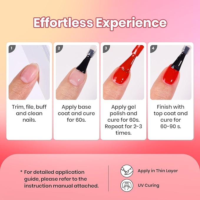 Beetles Red Gel Nail Polish Set - Crimson Horizon 6 Colors Gel Polish Kit Burgundy Bloody Red Pink Colors Soak off UV LED Lamp Needed Manicure DIY Home Gifts for Women