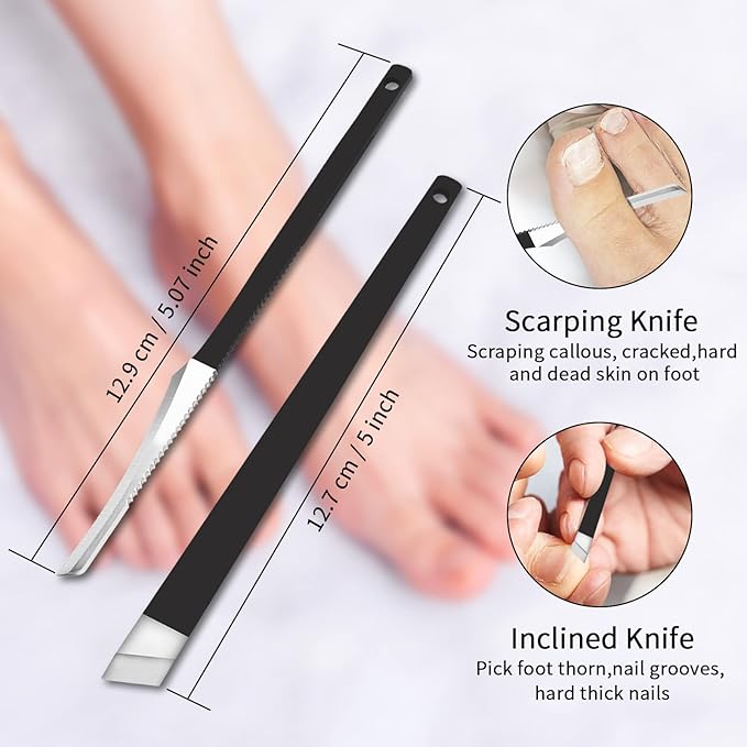 Ingrown Toenail Pedicure Tool Kit 6pcs, Ingrown Toe Nail File and Lifter Nail Pusher Pedicure Knife Set, Sharp Blade Nail Knives Kit Professional, Foot Repair Kit Stainless Steel for Nail Care