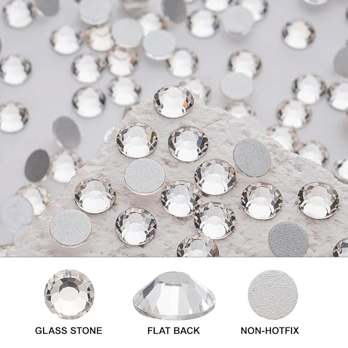 Novani 576pcs Crystal Clear Rhinestones Flat Back Rhinestone Glass Diamonds Round Gems for Nail Art and Crafting Decorations,SS30,6.4-6.6mm