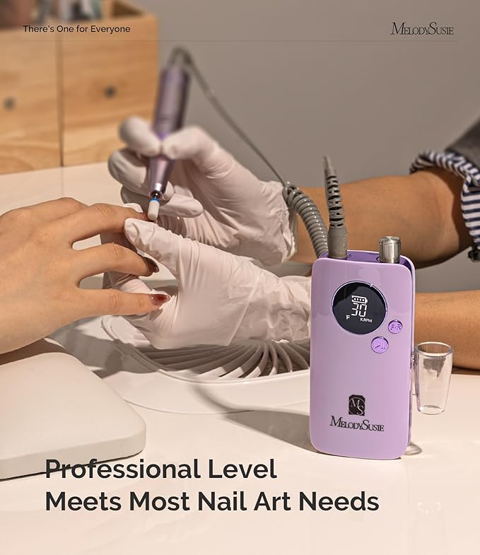 MelodySusie Entry-Level Clip-On Rechargeable Nail Drill, SC320F 30000RPM E-File with Pastel & Colorful Design for Manicure Shaping & Gel Removal, Ideal for Training, Nail Art Practice & Home Use