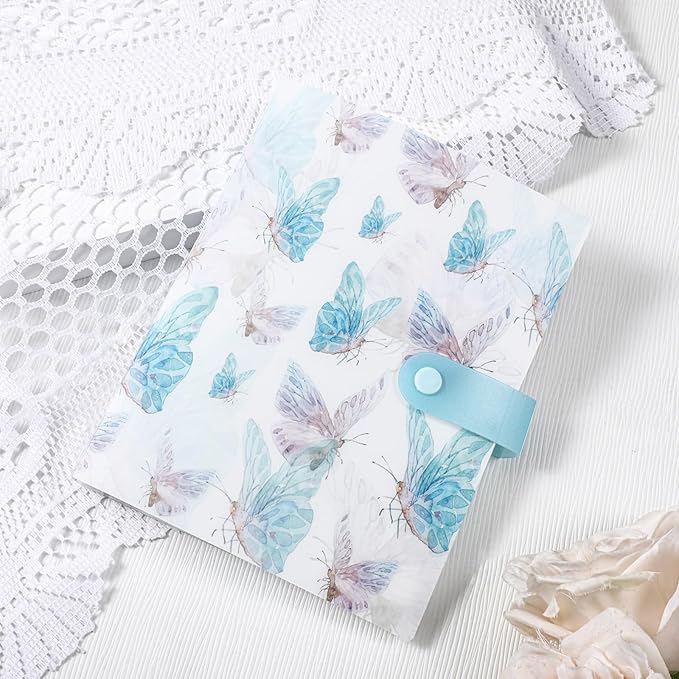 144 Slots Nail Art Artistic Stickers Storage Book Transparent Decals Organizer Tools DIY Design Manicure Decoration Empty Photo Display Showing Collecting Album Holder(Blue Butterfly)