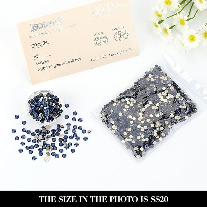 Novani Montana Rhinestones 1440pcs Flat Back Round Rhinestone Style 2088 Sparkly Crystal Gemstones for Nail Art and Crafting SS20,4.6-4.8mm