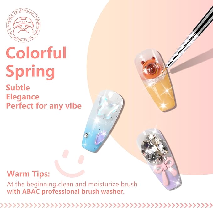 ABAC Solid Gel Nail Polish,Ombre Gel Nail Polish,Pat Paint Nail Gel,24 Colors Sparkly&Shiny Hema-free Soak Off Gel Polish Kit with Double-Ended Nail Art Brush for Salon and Nail Art DIY at Home