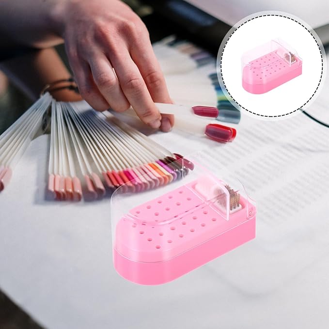 Beaupretty Nail Drill Bits Storage Case Clear Plastic Manicure Grinding Head Box Nail Polish Head Holder Manicure Tools Display Box for Nail Salon Supply