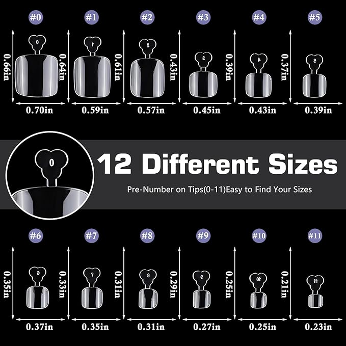 600pc Soft Gel Toe Nail Tips Short Fake Toenail Tips Square Fake Toe Nail Tips for Toes Press on Toeails, Full Cover Clear False Toe Nail Press ons, 12 Size Acrylic Nails Toe Tips