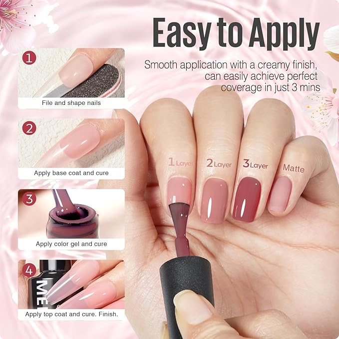 MEFA Jelly Gel Nail Polish Set, 12 Colors Jelly Red Glitter Gel Polish Set Nude Pink Milky White Nail Polish Gel Neutral Transparent Sheer Red Gel Nail Gifts for Women Girl DIY Salon Home Manicure