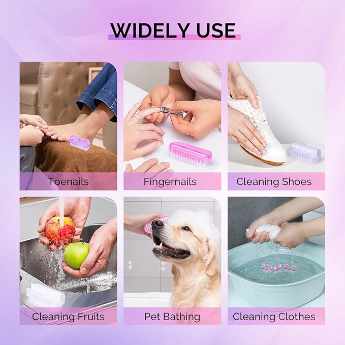 MelodySusie All in One Nail Brush Set, 6 Pack Nail Brushes for Cleaning Fingernails, Nail Dust Brush and Cleaner Scrubbing Set Manicure Pedicure Tools for Men and Women