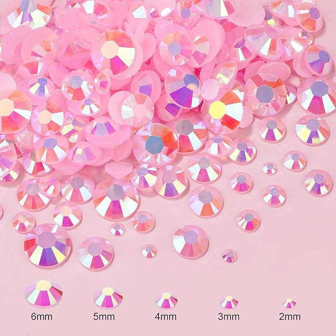 Canvalite 25000PCS Resin Jelly Rhinestones for Crafting, Pink AB Flatback Gems, Bedazzling Crystal with 5x2.5g B7000 Jewelry Glue and Tweezers Dotting Pen for DIY Crafts Clothing Shoes Nail Art