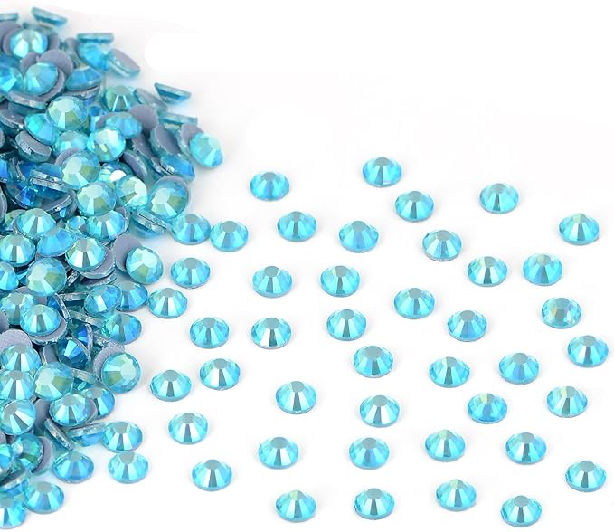 2880 Pieces SS3 Aquamarine AB Hotfix Rhinestones Flatback Round Crystal Glass Rhinestones Gems for Crafts Nail Face Art Clothes Shoes Bags DIY
