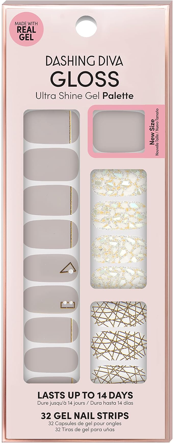 Dashing Diva Gloss Nail Wraps - All Lined Up | UV Free, Chip Resistant, Long Lasting Gel strips | Contains 32 Strips, 1 Prep Pad, 1 File
