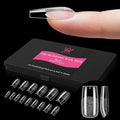 Medium Square Pre-Building Nail Tips, 15 Sizes 240 PCS Pre-shaped Apex Clear Soft Press On Fake Nail Half Matte Gel Nail Extensions Strong Thick Acrylic Tip for DIY Beginners & Salon Manicure