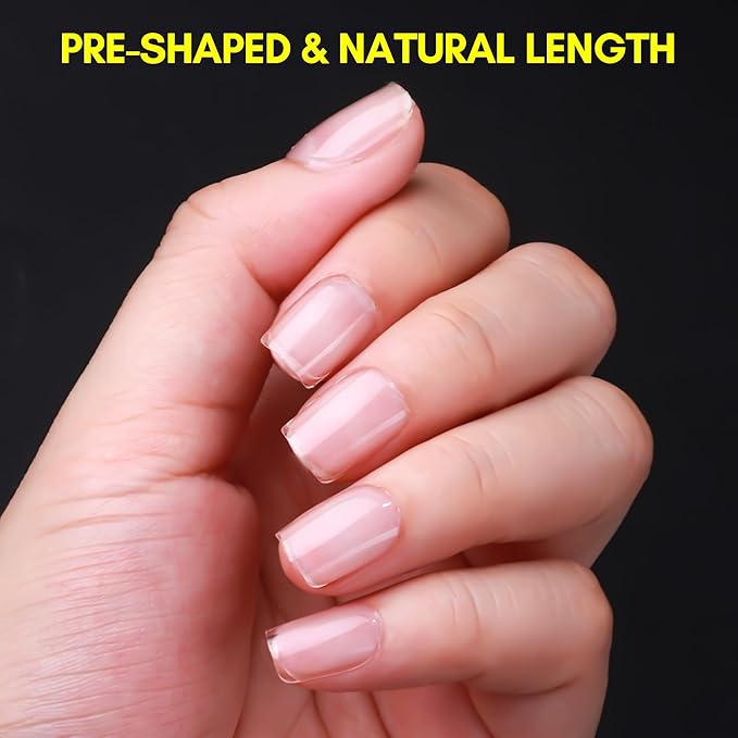Makartt Nail Tips Extra Short Square: 120pcs Full Cover Pre-shape Half Matte Soft Clear Fake Gel Nail Tips Acrylic, 12 Sizes French Press on Extension Salon Home DIY