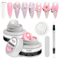 MIZHSE Non-Sticky Solid Builder Gel For Nails, 30g Clear and Pink Sculpting Building Carving Modeling Hard Gel for Nail Strengthen Nail Extension 3D Nail Art for Soak Off Manicure Kit DIY Home Gift
