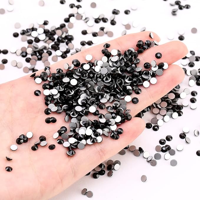Novani Black Rhinestones, Flatback Crystal Loose Gemstones 1440pcs Glass Rhinestones for Clothes Shoes Crafts Makeup Nail Art and DIY Decorations(SS16, 4mm)