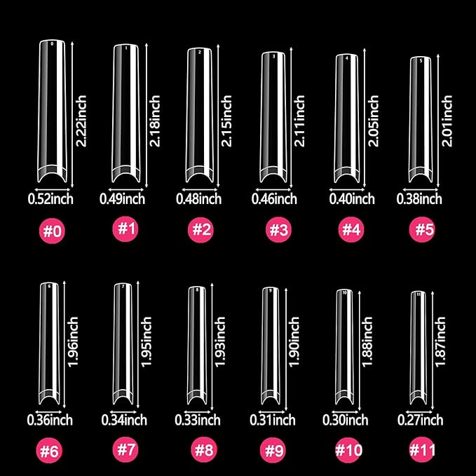 No C Curve 3XL Long Square Nail Tips for Acrylic Nails Professional, SWETIDY 360PCS Clear Straight Flattened Half Cover False Nails Tips with Case for Nail Salons and Home DIY, 12 Sizes