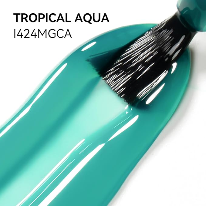MEGIOR Tropical Aqua Jelly Gel Nail Polish 0.5 Fl Oz Transparent Aqua Soak Off UV LED Lamp Light Cure Gel Polish Kit for Salon and Nail Art Starter Manicure DIY at Home