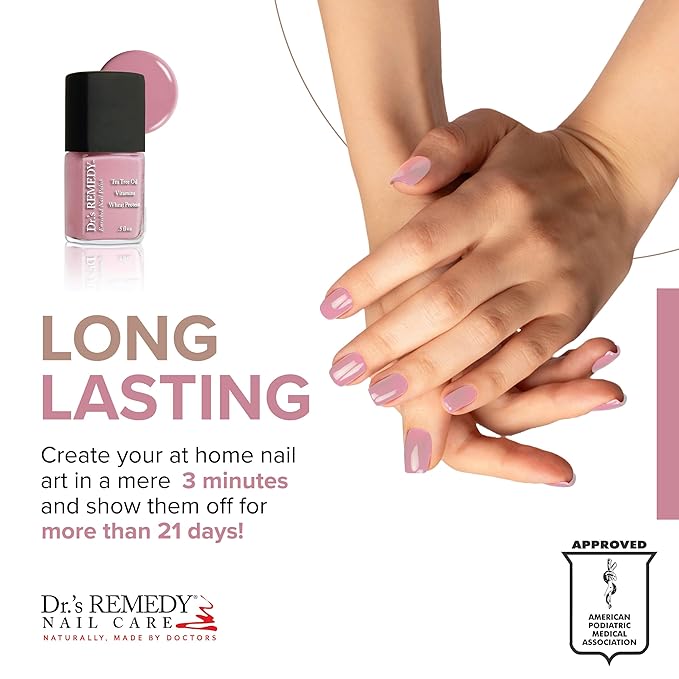Dr’s Remedy Enriched Nail Polish: Non Toxic, All Natural, and Organic - Doctor Formulated: Strengthens, Restores, Heals, and Protects '24-Free' - POSITIVE Pink