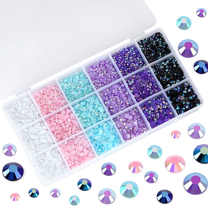 22380pcs Resin Rhinestones Set 3/4/6mm Flatback Stones Glitter Crystal Bulk for Garment Nail Art Decorations Resin Flatback Rhinestones Kit for Nail Crafts Tumbler Round Shape(FF)