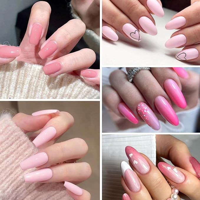 24Pcs Pink Gel Nail Polish Set Pastel Pink Sweet Lovely Nude Pink Nail Polish Peach Gel Polish DIY Manicure Nail Salon for Women Girls