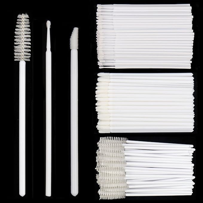 300 PCS Eyelash Extension Supplies Kit,Disposable Lash Spoolies Brushes Micro Swab Brushes Mascara Wand Lip Brushes for Eyelash Extension Tattoo Lipstick Applicatorr (White)