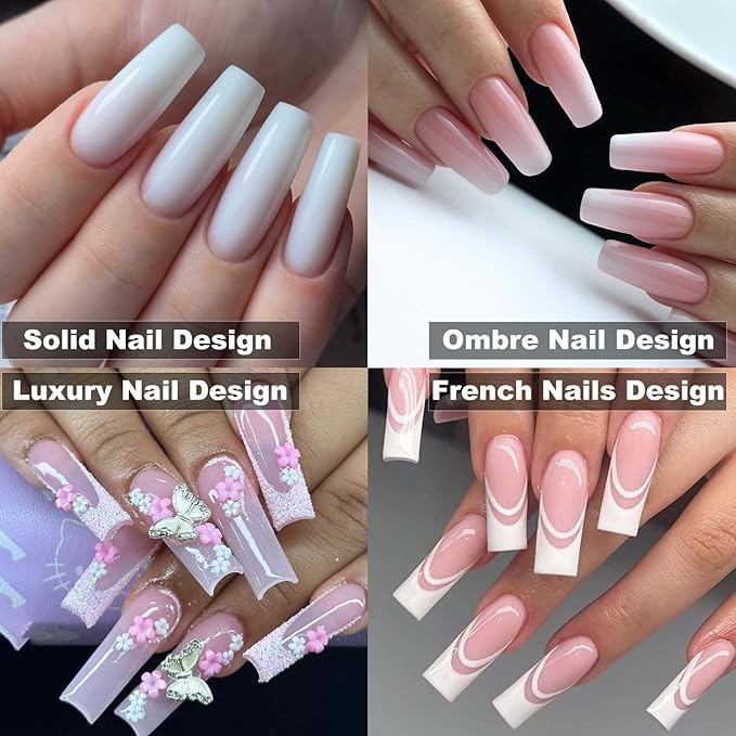 300pc Long Square Nail Tips Square Fake Nails Tips Long Acrylic Nails Tips Clear Press on Nails Soft Gel Nail Tips Full Cover False Nails Artificial Fingernail for Gel Nail Extensions