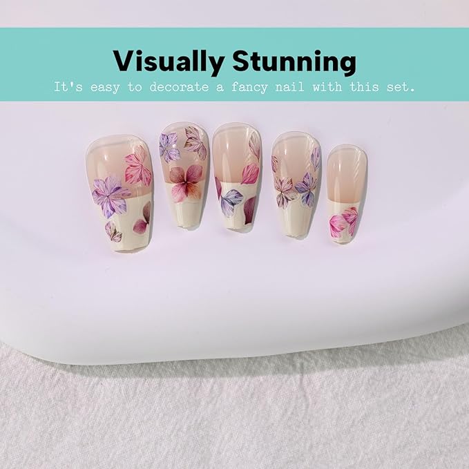 Floral Petal Nail Art Stickers, Thin Flower Nail Decals, Self-Adhesive, Summer Spring Nail Accessories for Women, Nail Decorations 3 Sheets