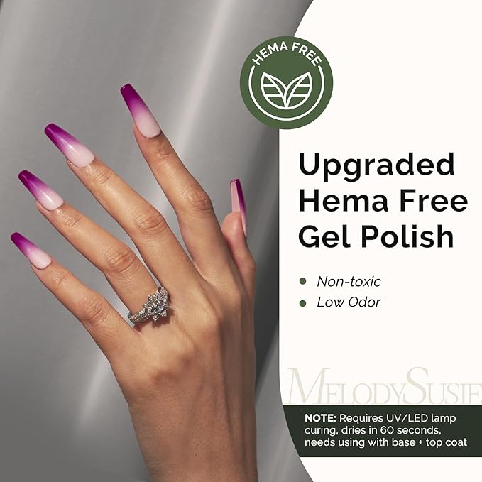 MelodySusie Hema Free Gel Nail Polish, 0.5 Fl Oz Thick Dark Purple Gel Polish, Non Toxic, Long Lasting, Soak Off UV Nail Polish, Manicure Nail Design Salon DIY Nail Art at Home 065