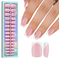 Vansiho Pink French Gel Nail Tips, 150Pcs Short Square Soft Gel Nail Tips, French Tips Press on Nails, Fake Nails for Nail Art DIY 15 Sizes