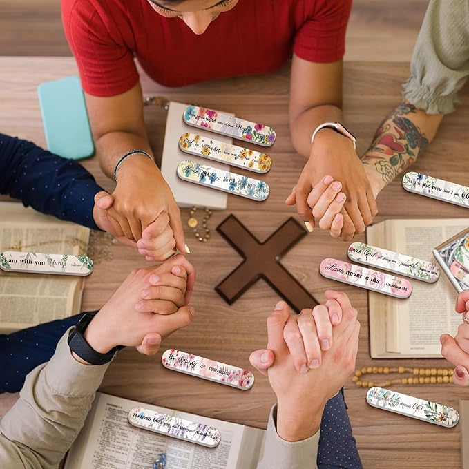 30 Pcs Christian Gifts for Women Bulk Christian Nail File Bulk Mini Bible Scripture Emery Board Nail Files Religious Appreciation Gifts for Employee Teacher Staff Coworker Women (Flower)