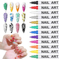 12 Color Nail Art Pens for Painting Nails, 0.7 MM Nail Polish Pens Drawing Point Liner Acrylic Painted Pen Kit, Waterproof Quick-drying for DIY Nails Art Design Manicure Tools