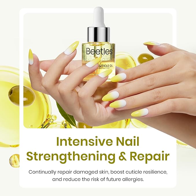 Beetles Cuticle Oil for Nails 20ml, Olive Nail & Cuticle Care Oil, Nourishing Hydrating Cuticle Treatment, Strengthen and Repair Dry Cracked Cuticles, Moisturizing Nail Oil for Manicure